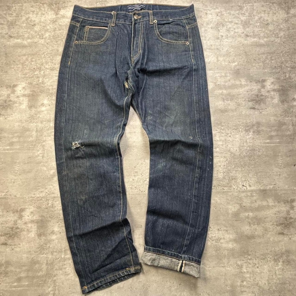 Blue Water Selvedge Denim Jeans Mens 32x28 Blue Raw Distressed Vintage